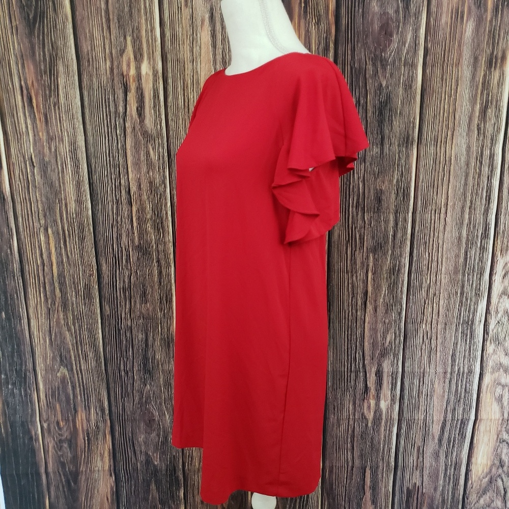 Zara Red Ruffle Dress Wiyh Keyhole Back - Picture 2 of 4